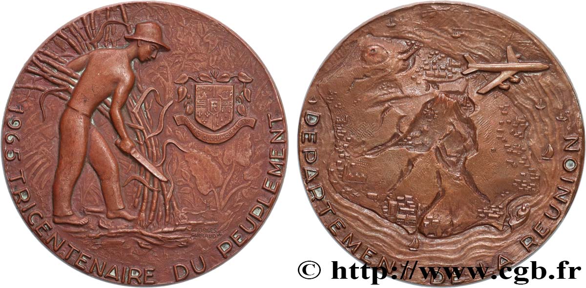 CINQUIÈME RÉPUBLIQUE Médaille, Tricentenaire du peuplement, n°73 TTB+