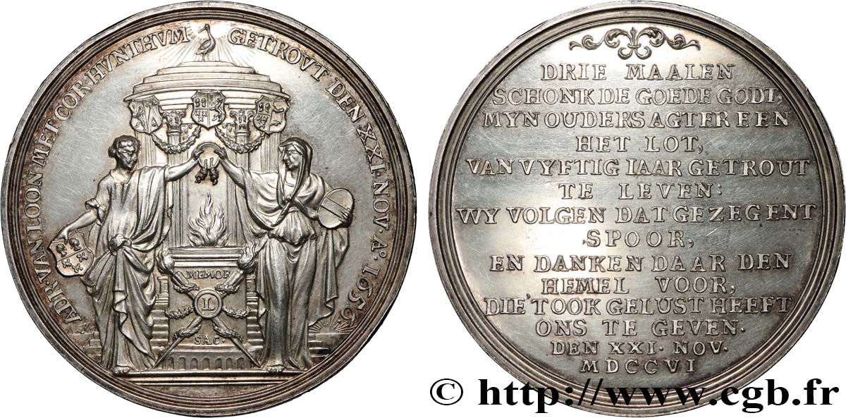 NIEDERLANDE - VEREINIGTEN PROVINZEN  - HOLLAND Médaille, Noces d’or VZ