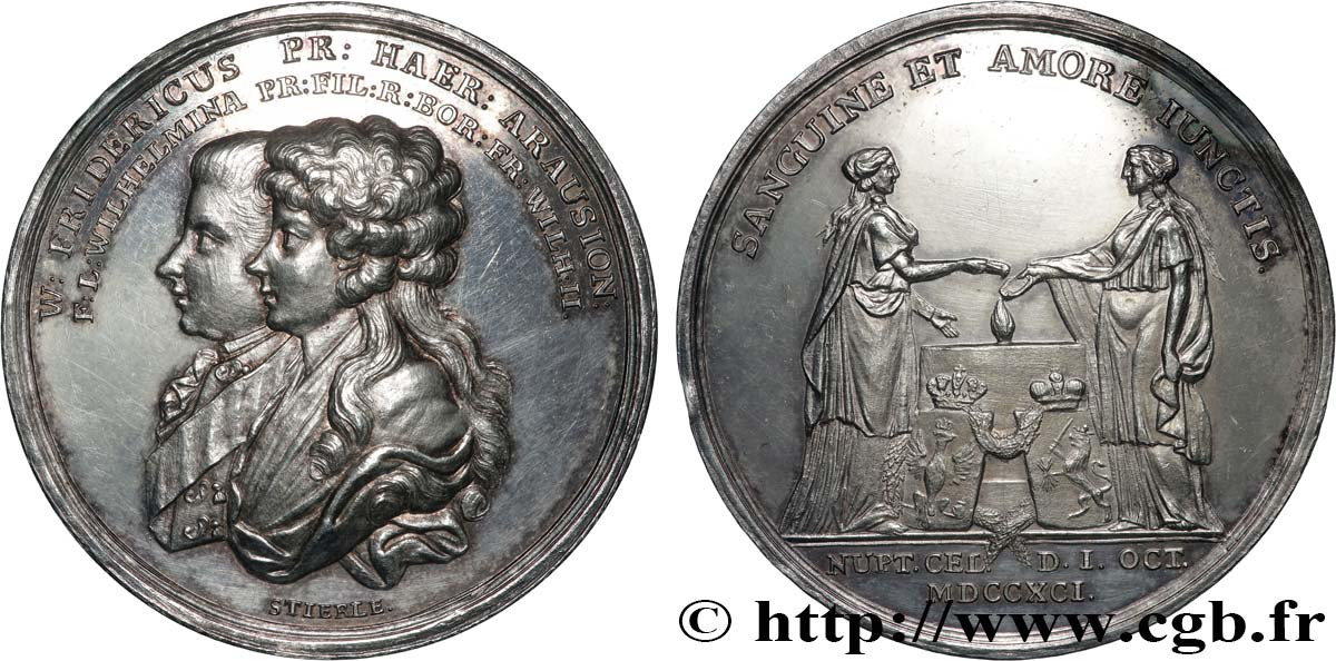 ROYAUME DES PAYS-BAS - GUILLAUME Ier Médaille, Mariage de Guillaume d’Orange-Nassau Prince d’Orange avec Wilhelmine de Prusse fVZ