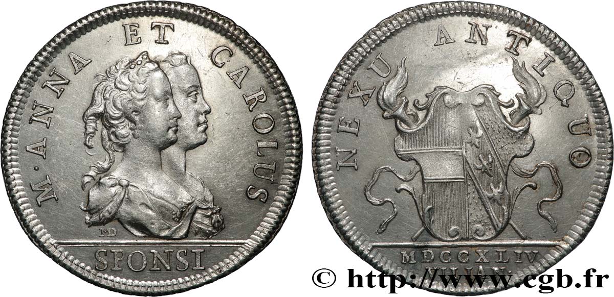 LORRAINE - CHARLES ALEXANDRE DE LORRAINE Médaille, Mariage de Charles-Alexandre de Lorraine avec Marie-Anne d’Autriche  EBC