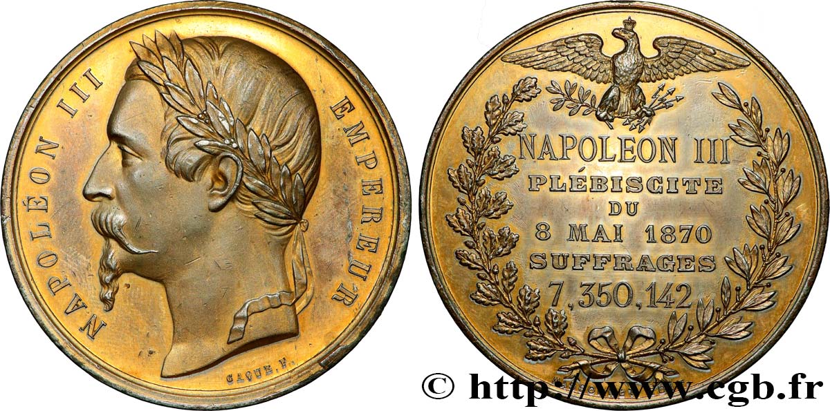 SECOND EMPIRE Médaille, Plébiscite du 8 mai 1870 AU