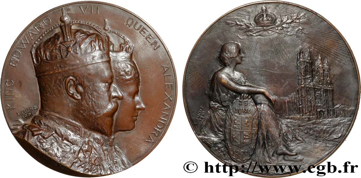 GRANDE-BRETAGNE - ÉDOUARD VII Médaille, Couronnement d’Edouard VII fVZ