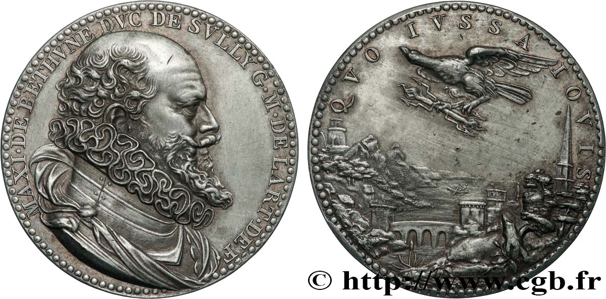 HENRY IV Médaille, Maximilian de Béthune, duc de Sully, refrappe AU/AU