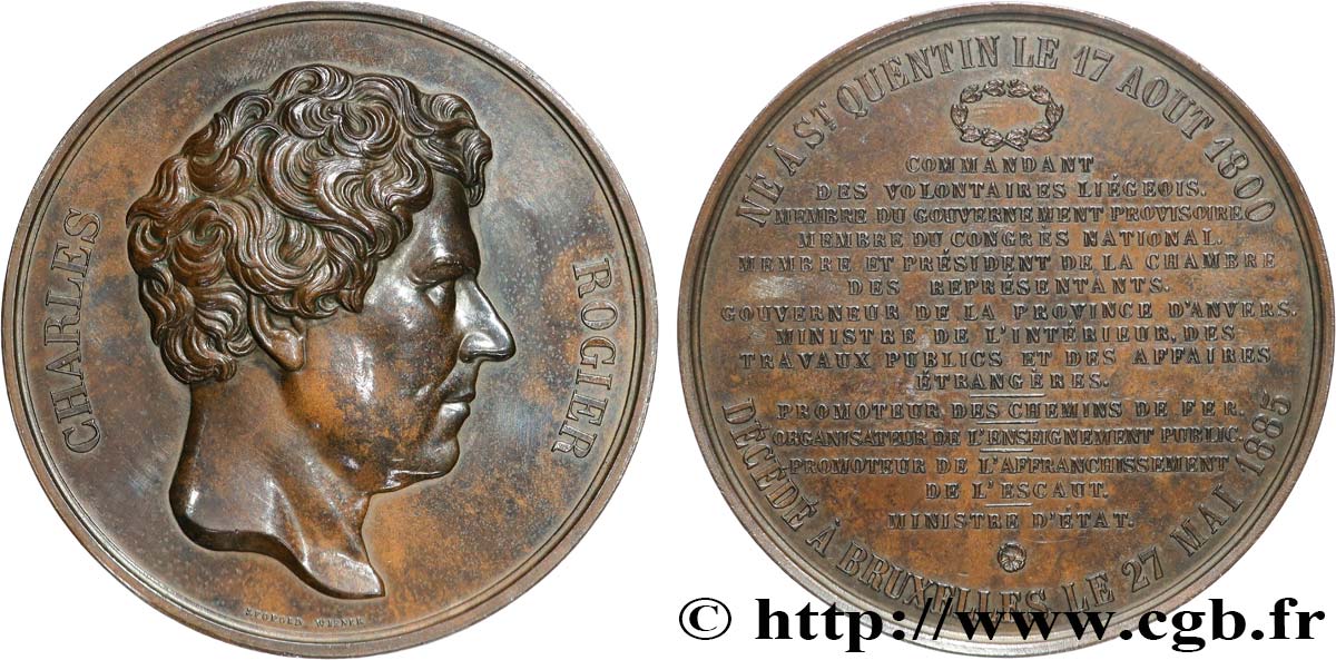 BELGIQUE Médaille, Charles Rogier TTB+