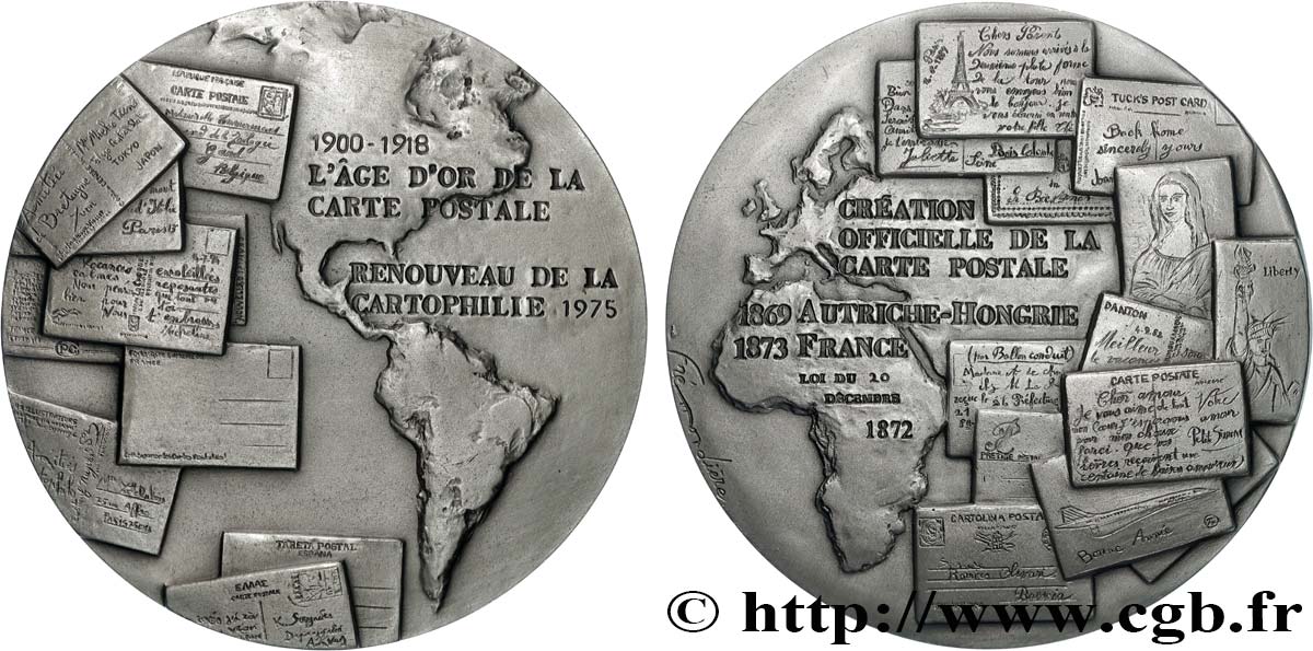 FUNFTE FRANZOSISCHE REPUBLIK Médaille, La carte postale et son renouveau VZ+