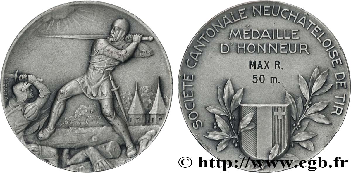SWITZERLAND - HELVETIC CONFEDERATION Médaille, Société neuchatêloise de tir AU