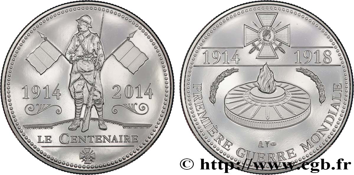 QUINTA REPUBLICA FRANCESA Médaille commémorative, Centenaire de la Première Guerre Mondiale SC