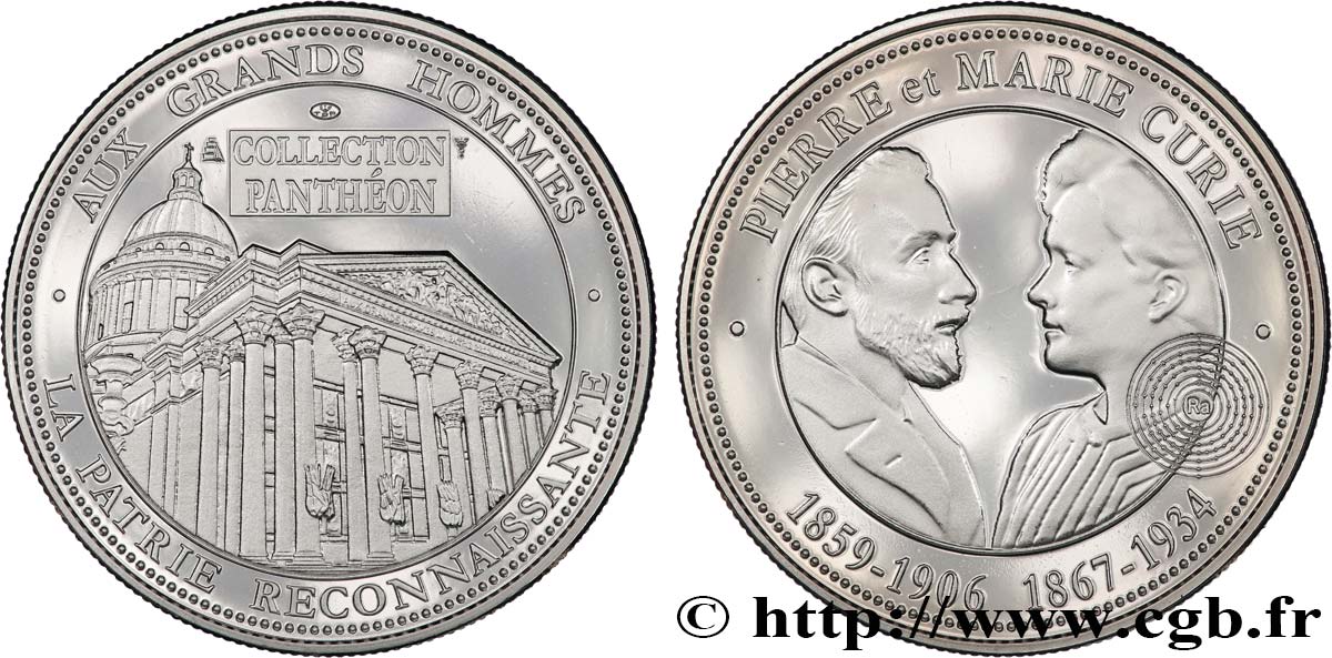 COLLECTION PANTHÉON - AUX GRANDS HOMMES Médaille, Pierre et Marie Curie VZ