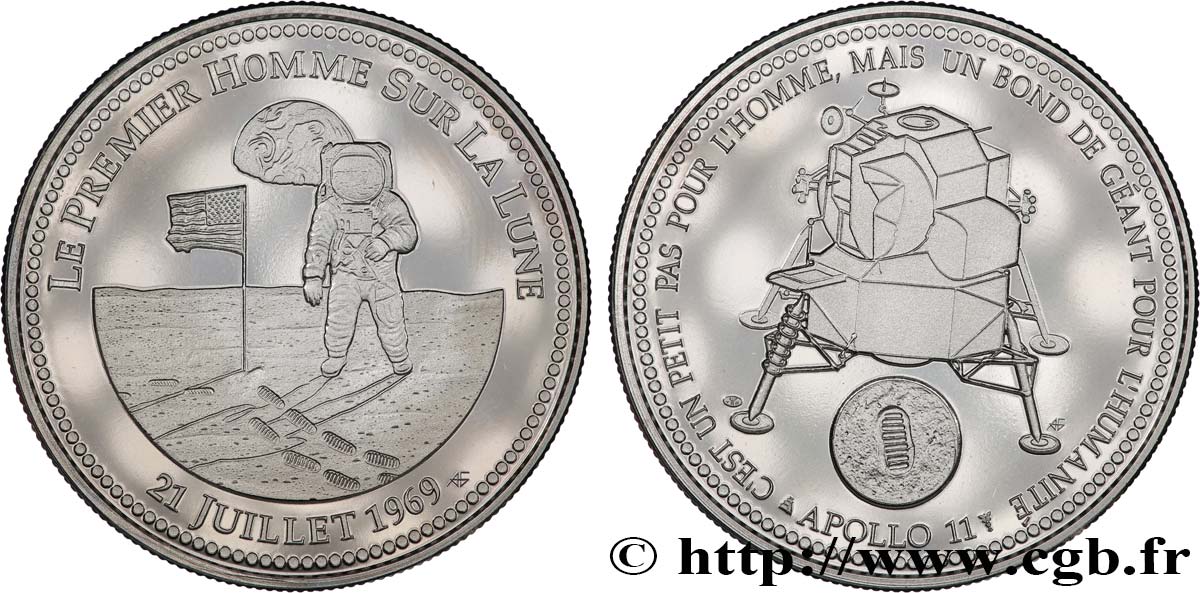 CONQUÊTE DE L ESPACE - EXPLORATION SPATIALE Médaille, Le premier homme sur la Lune SPL