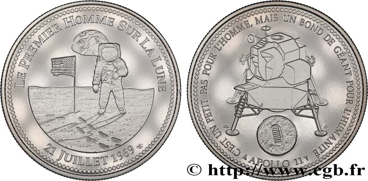 CONQUÊTE DE L ESPACE - EXPLORATION SPATIALE Médaille, Le premier homme sur la Lune SC