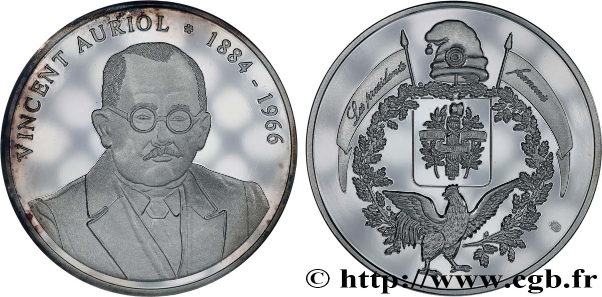 QUATRIÈME RÉPUBLIQUE Médaille, Vincent Auriol, président de la République SUP