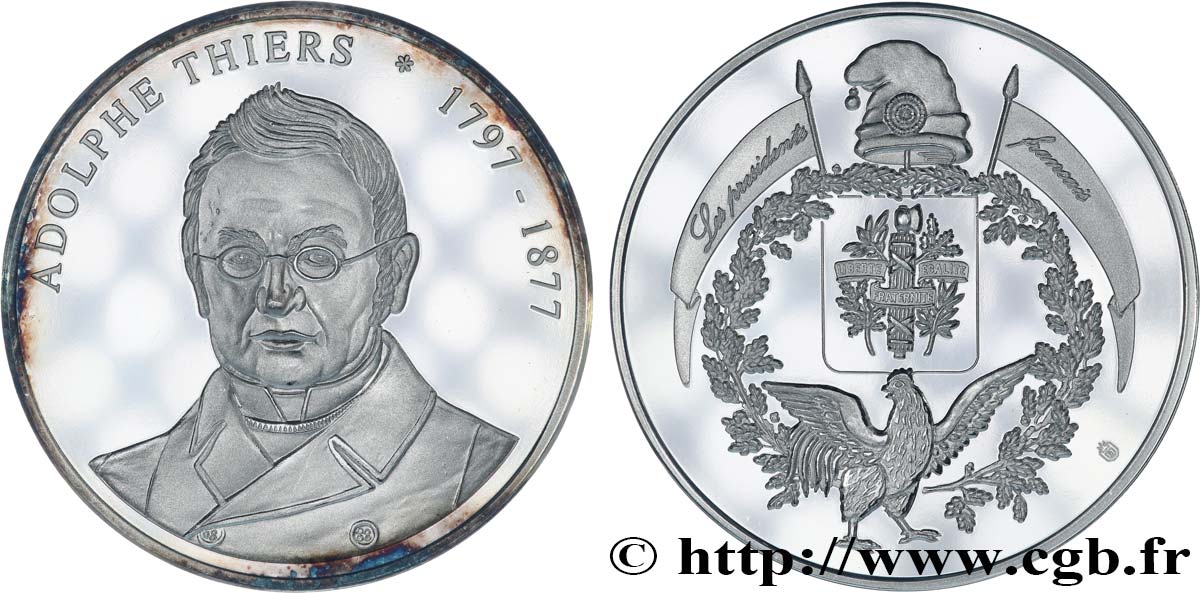 TROISIÈME RÉPUBLIQUE Médaille, Adolphe Tiers, président de la République SUP