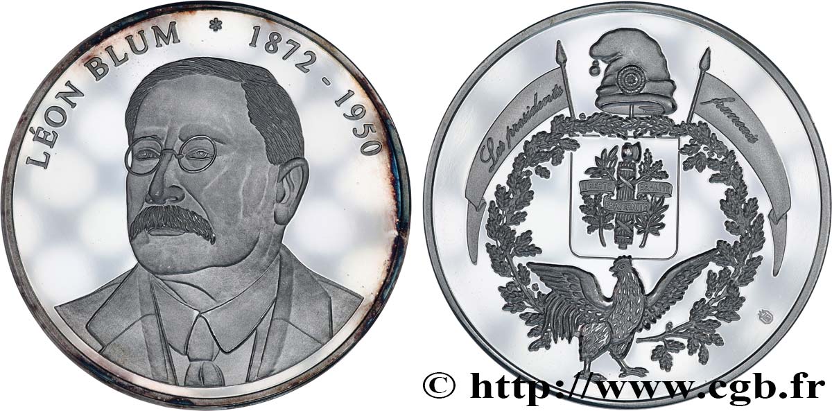 QUATRIÈME RÉPUBLIQUE Médaille, Léon Blum, président de la République SUP