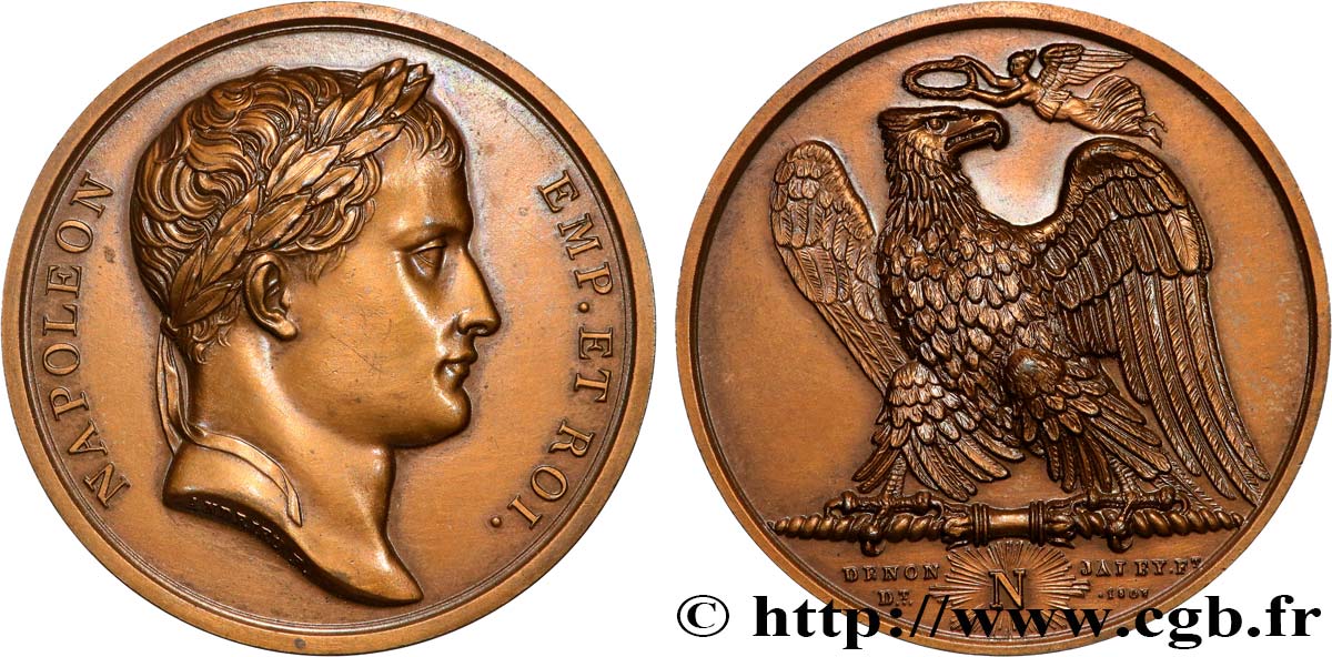 PREMIER EMPIRE Médaille, Napoléon Empereur et Roi, refrappe SUP
