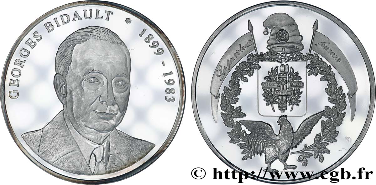 GOUVERNEMENT PROVISOIRE DE LA RÉPUBLIQUE FRANÇAISE Médaille, Georges Bidault, président de la République SUP