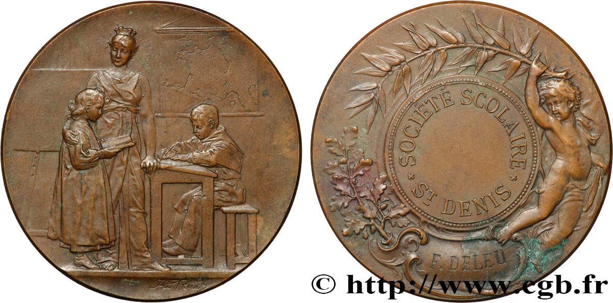 TERZA REPUBBLICA FRANCESE Médaille, Société scolaire de Saint Denis q.SPL