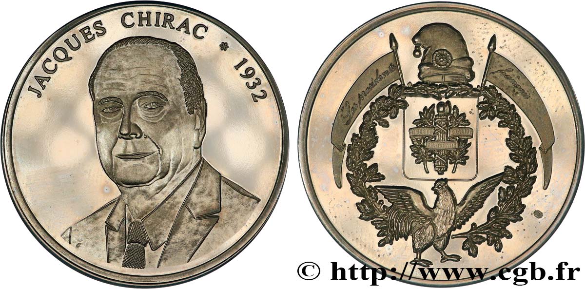 CINQUIÈME RÉPUBLIQUE Médaille, Jacques Chirac, président de la République SUP