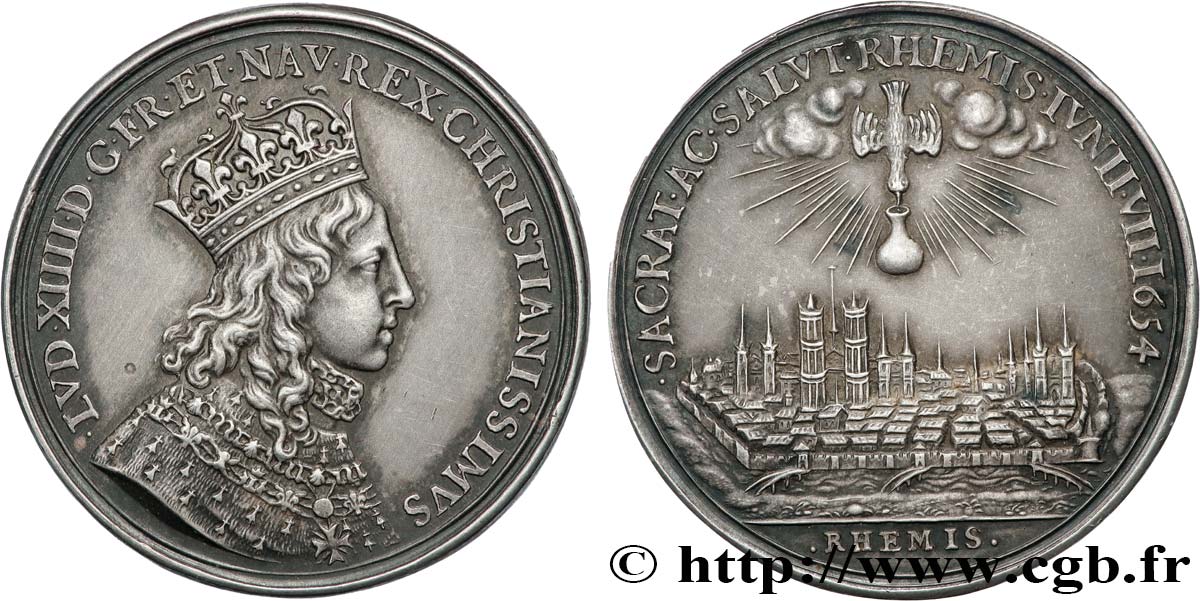 SACRE À REIMS Médaille, sacre de Louis XIV, refrappe q.SPL