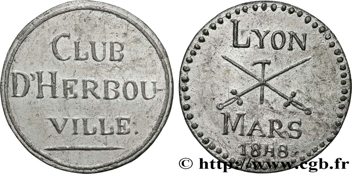 DEUXIÈME RÉPUBLIQUE Médaille, Club d’Herbouville TTB