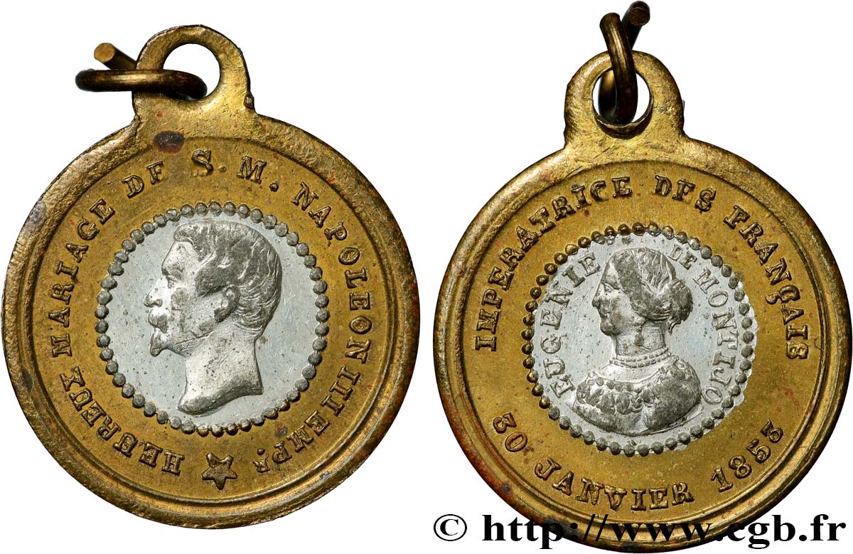 SECOND EMPIRE Médaille, Mariage de Napoléon III et Eugénie TTB+