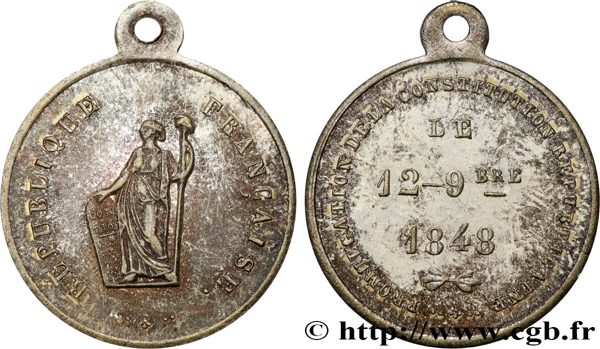 DEUXIÈME RÉPUBLIQUE Médaillette, Promulgation de la constitution q.SPL