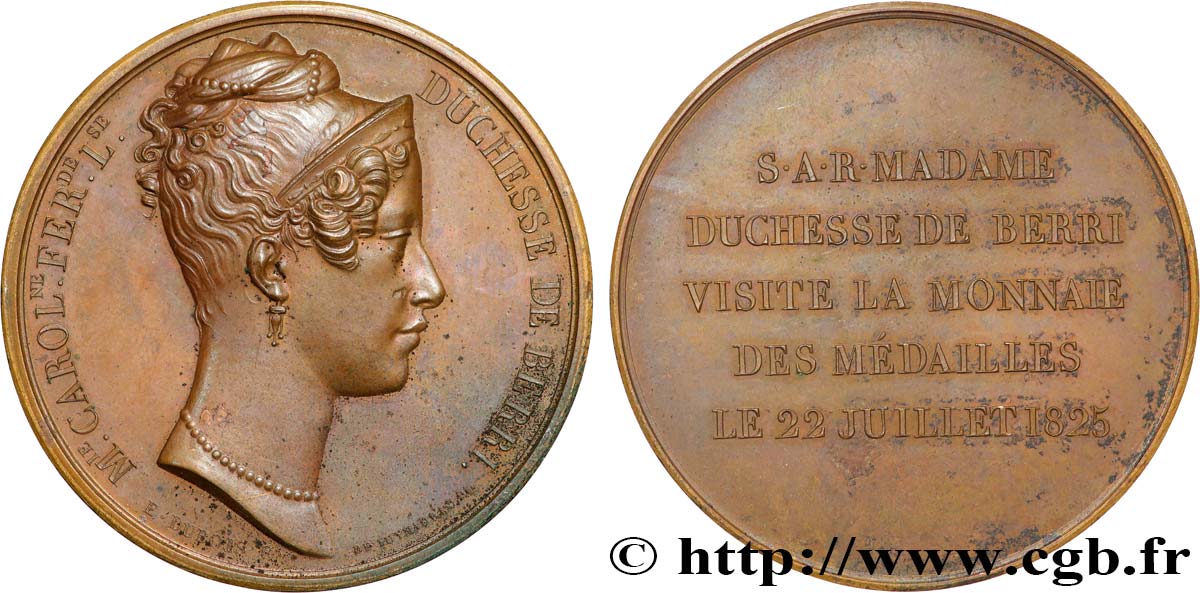 CHARLES X Médaille, Visite de la Duchesse de Berry AU