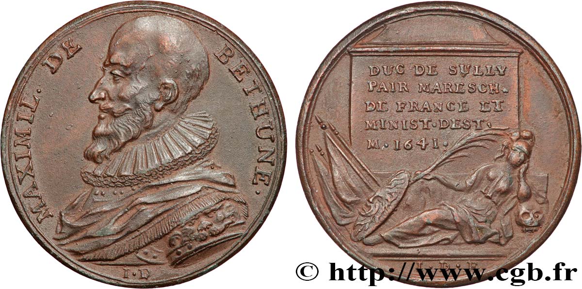 LOUIS XIII LE JUSTE Médaille, Décès du Duc de Sully, Maximilien de Béthune TTB+