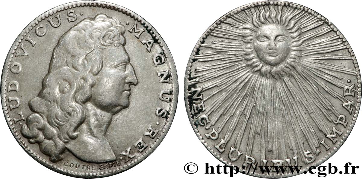 LOUIS XIV LE GRAND OU LE ROI SOLEIL Médaille, NEC PLURIBUS IMPAR, Copie TTB