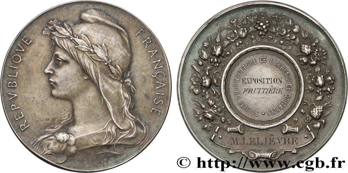 SOCIÉTÉS D AGRICULTURE, HORTICULTURE, PÈCHE ET CHASSE Médaille, Exposition fruitière AU