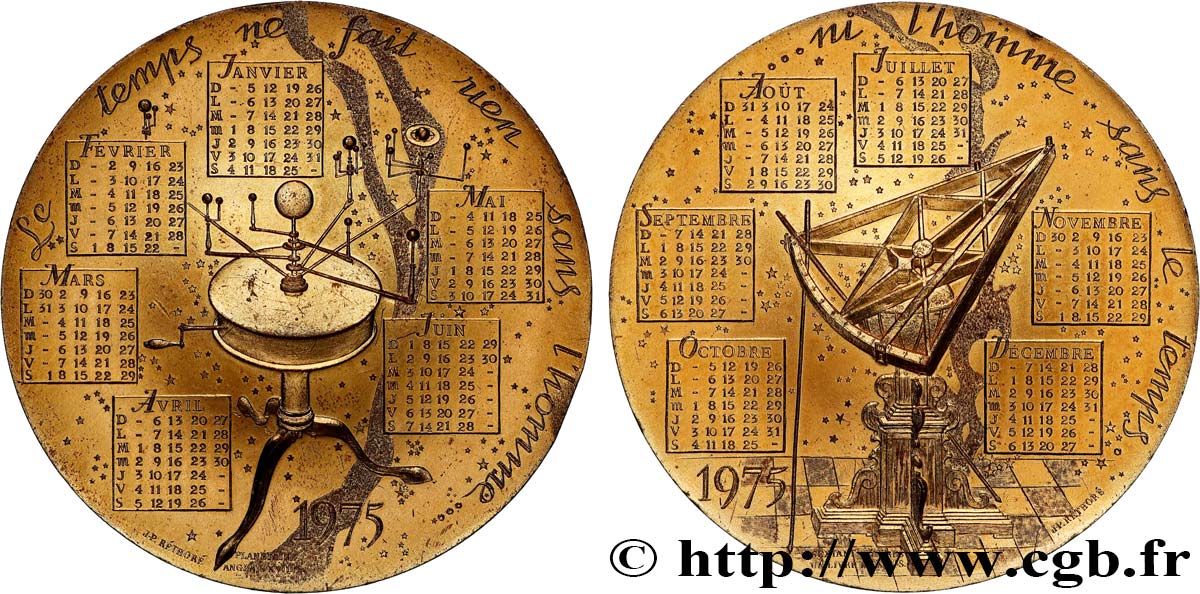 FUNFTE FRANZOSISCHE REPUBLIK Médaille calendrier, Le temps fVZ