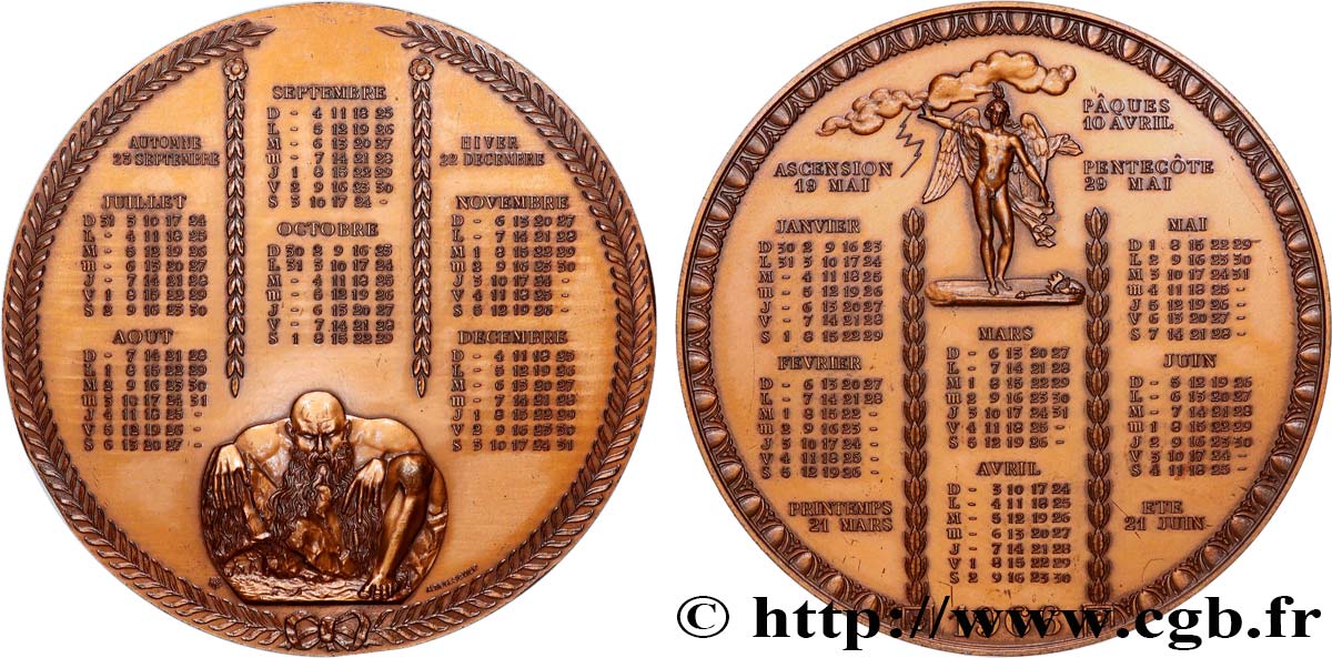 CINQUIÈME RÉPUBLIQUE Médaille calendrier TTB+