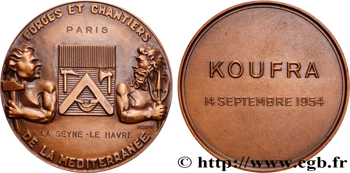 IV REPUBLIC Médaille, Forges et chantiers de la Méditerranée, Koufra AU