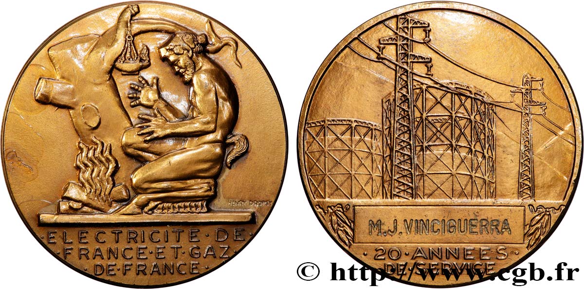 COMPANIES, INDUSTRIES AND MISCELLANEOUS TRADES Médaille de mérite EDF / GDF, 20 années AU