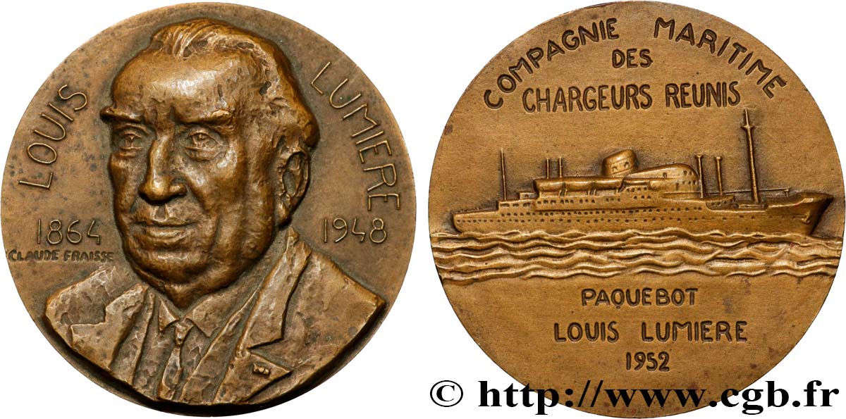 SEA AND NAVY : SHIPS AND BOATS Médaille, Louis Lumière, Paquebot de la compagnie maritime des chargeurs réunis AU