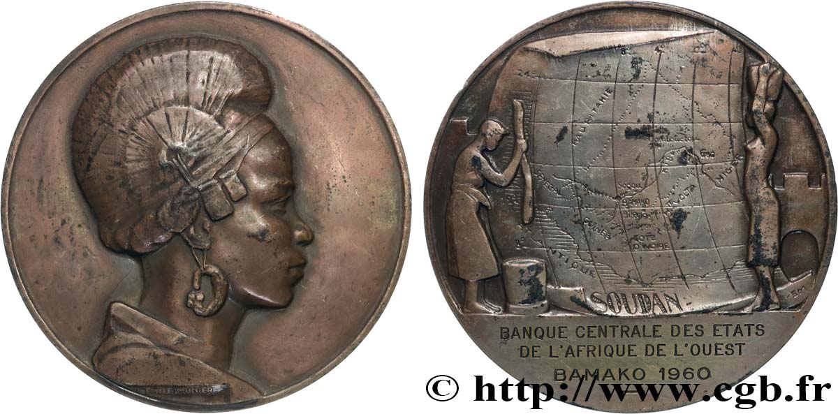 BANQUES - ÉTABLISSEMENTS DE CRÉDIT Médaille, Femme Kassonké, Banque centrale des États de l’Afrique de l’Ouest q.SPL