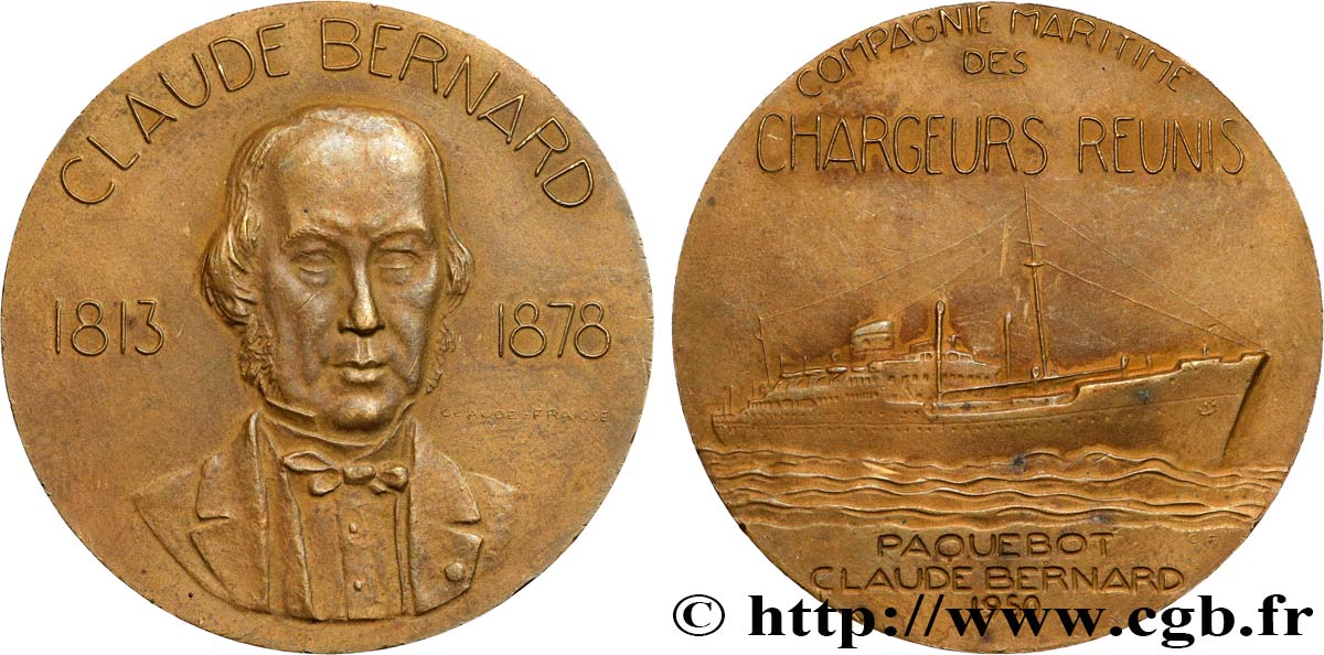 SEA AND NAVY : SHIPS AND BOATS Médaille, Claude Bernard, Paquebot de la compagnie maritime des chargeurs réunis AU