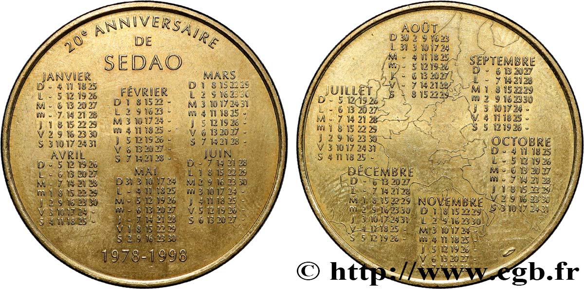 TOURISTIC MEDALS AULNAY-SOUS-BOIS - SEDAO - 20EME ANNIVERSAIRE 1978-1998 q.SPL