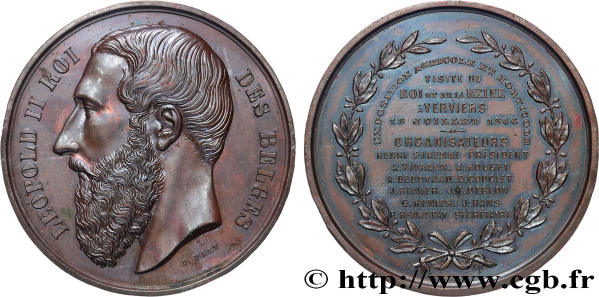 BELGIQUE - ROYAUME DE BELGIQUE - LÉOPOLD II Médaille, Visite du roi et de la reine à Verviers SS