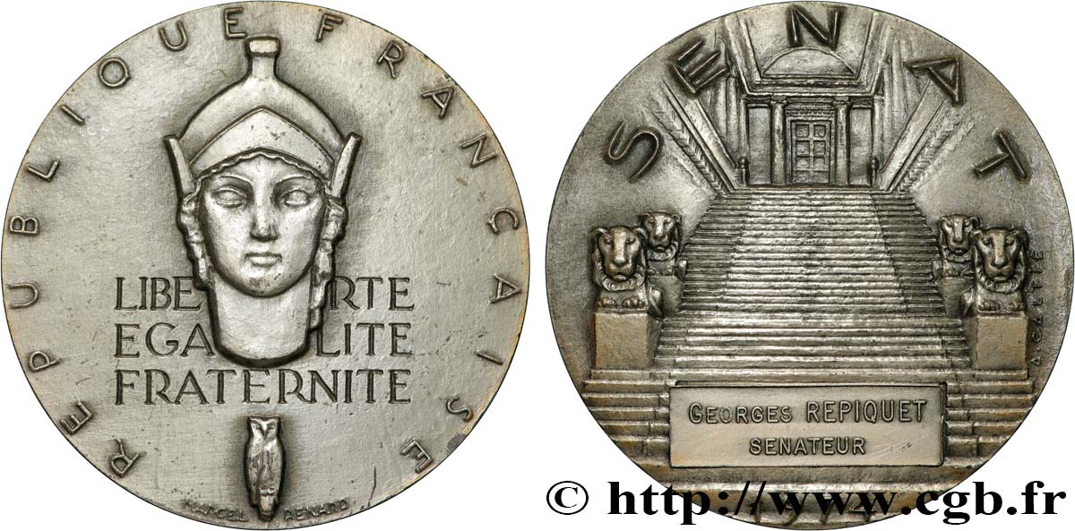 QUINTA REPUBLICA FRANCESA Médaille, Sénat, Sénateur EBC