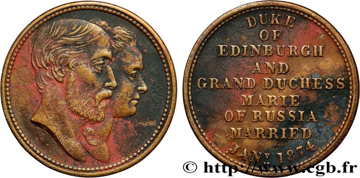 RUSSIE - ALEXANDRE II Médaille, Mariage du Prince Alfred, duc d’Edimbourg et de la Grande Duchesse Maria Alexandrovna de Russie TTB