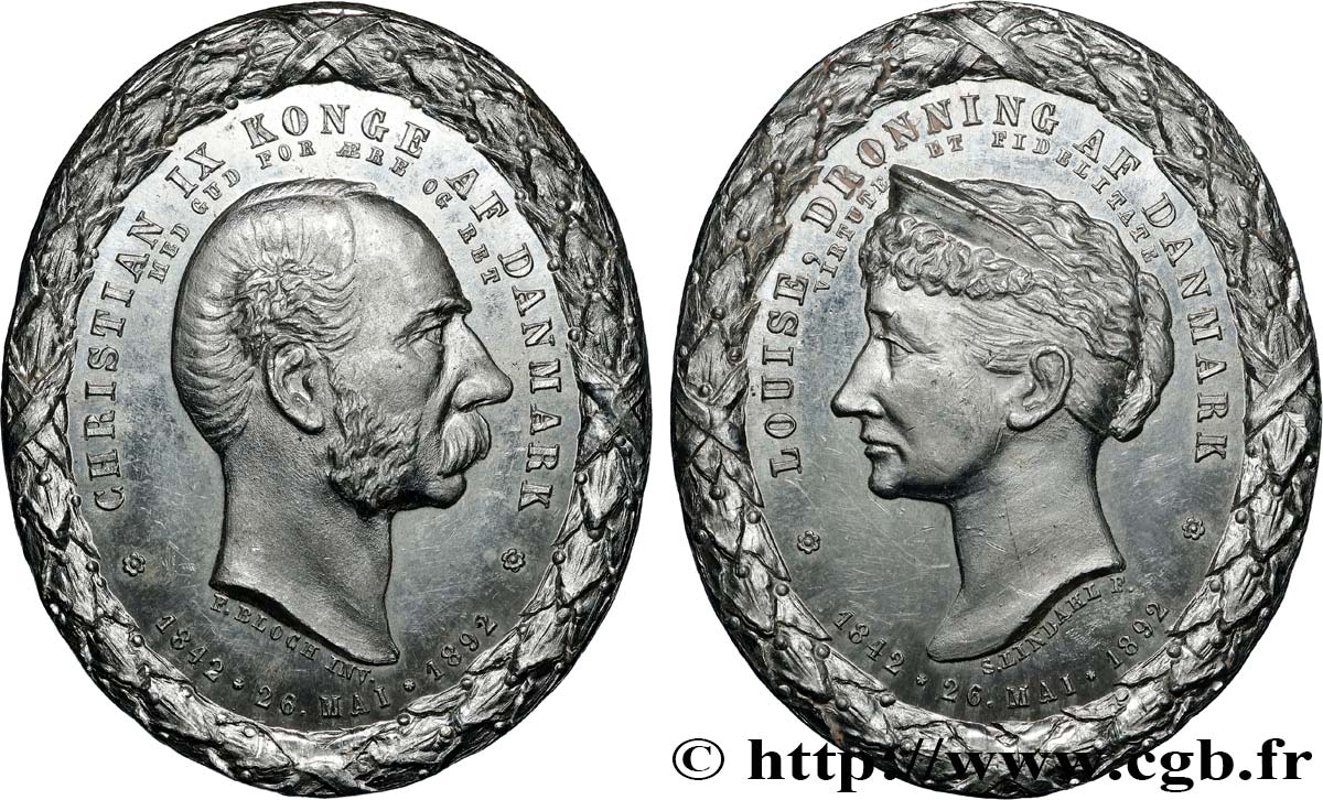 DANEMARK - ROYAUME DU DANEMARK - CHRISTIAN IX Médaille, Noces d’or de Christian IX et Louise de Hesse-Kassel SUP