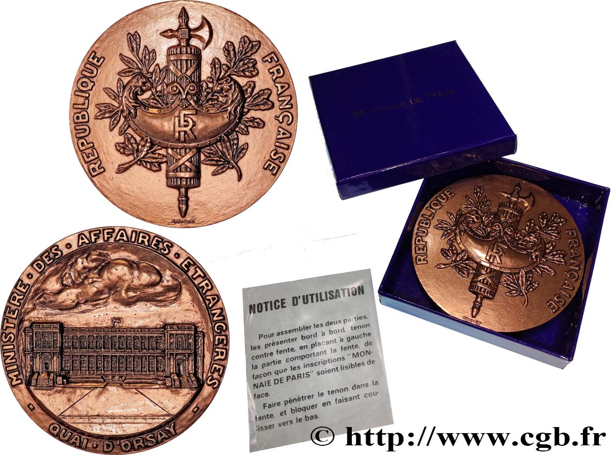 CINQUIÈME RÉPUBLIQUE Médaille, Ministère des affaires étrangères SUP