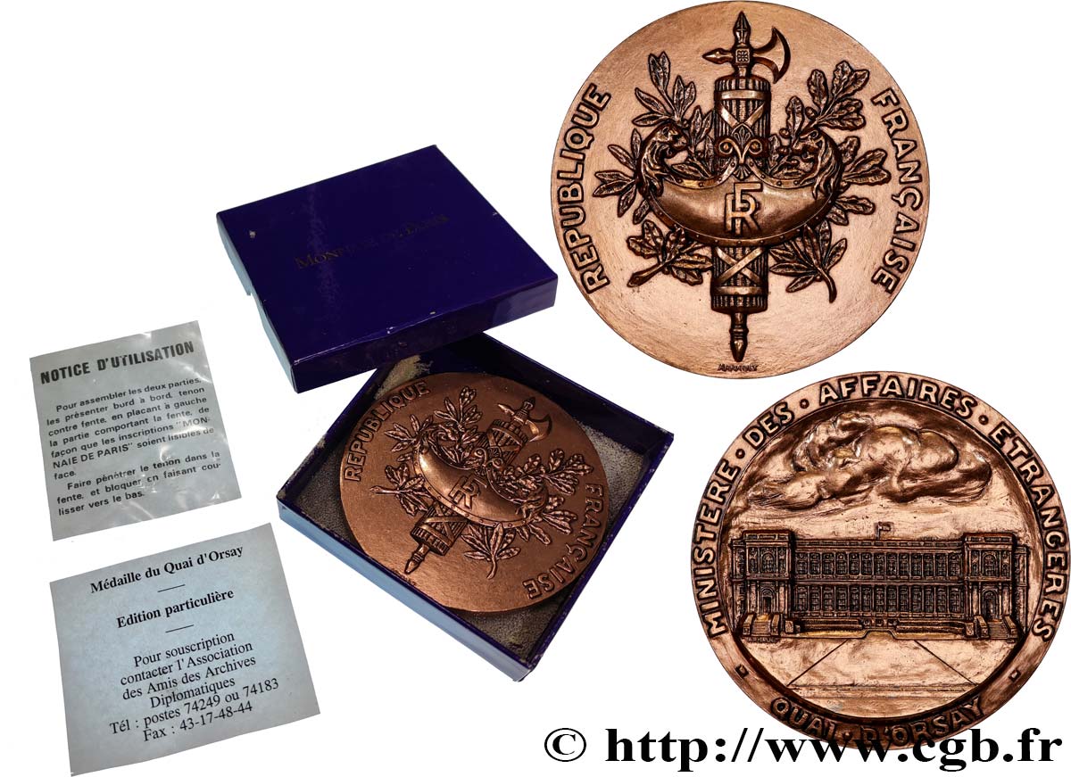 QUINTA REPUBBLICA FRANCESE Médaille, Ministère des affaires étrangères SPL