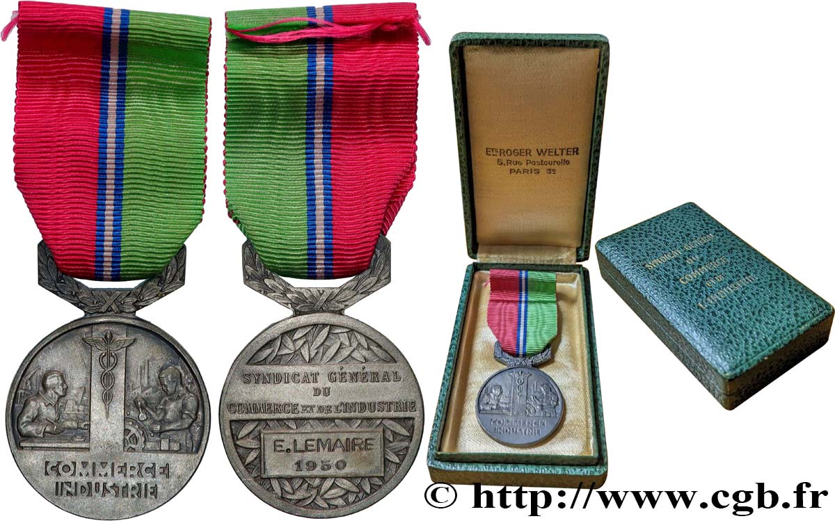 IV REPUBLIC Médaille, Syndicat général du commerce et de l’industrie AU