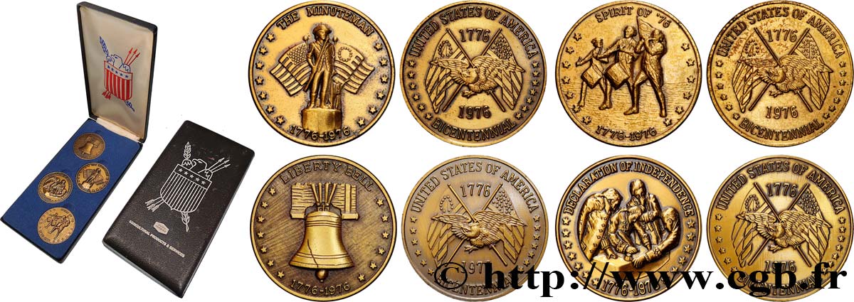 ÉTATS-UNIS D AMÉRIQUE Coffret de 4 médailles, Bicentennial Commemorative Medallion SUP