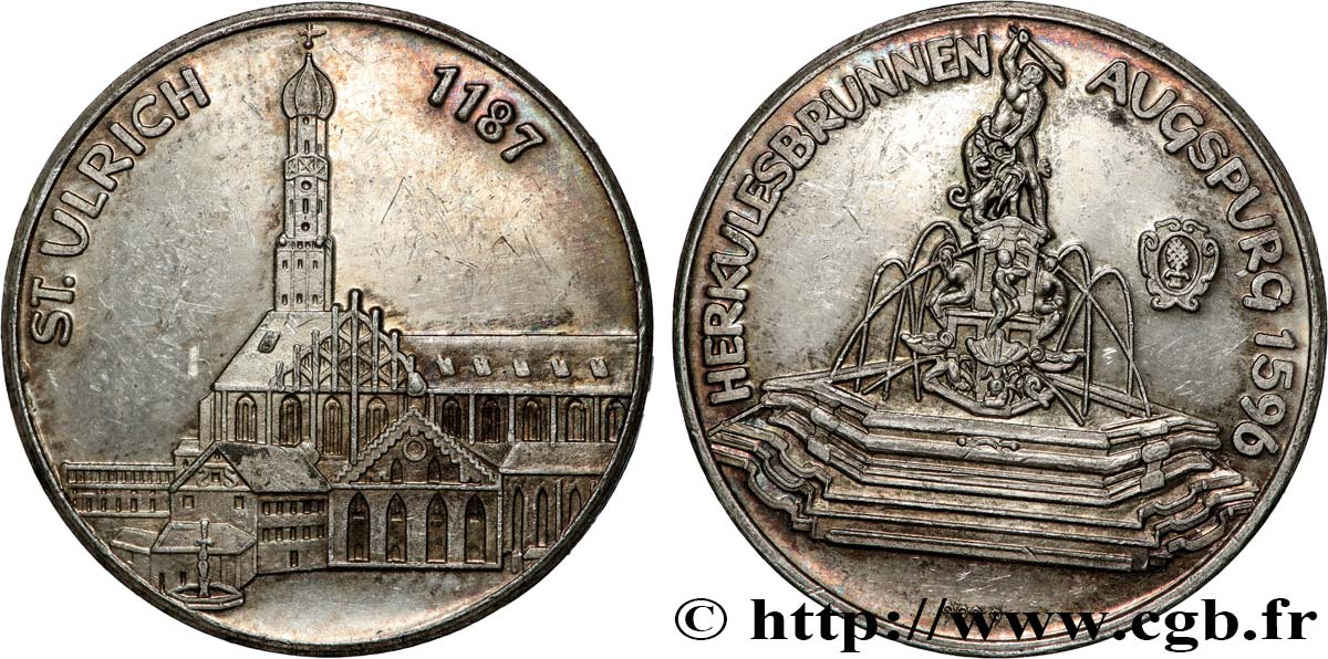 ALLEMAGNE Médaille, Fontaine et Basilique Saint-Ulrich-et-Sainte-Afre TTB+