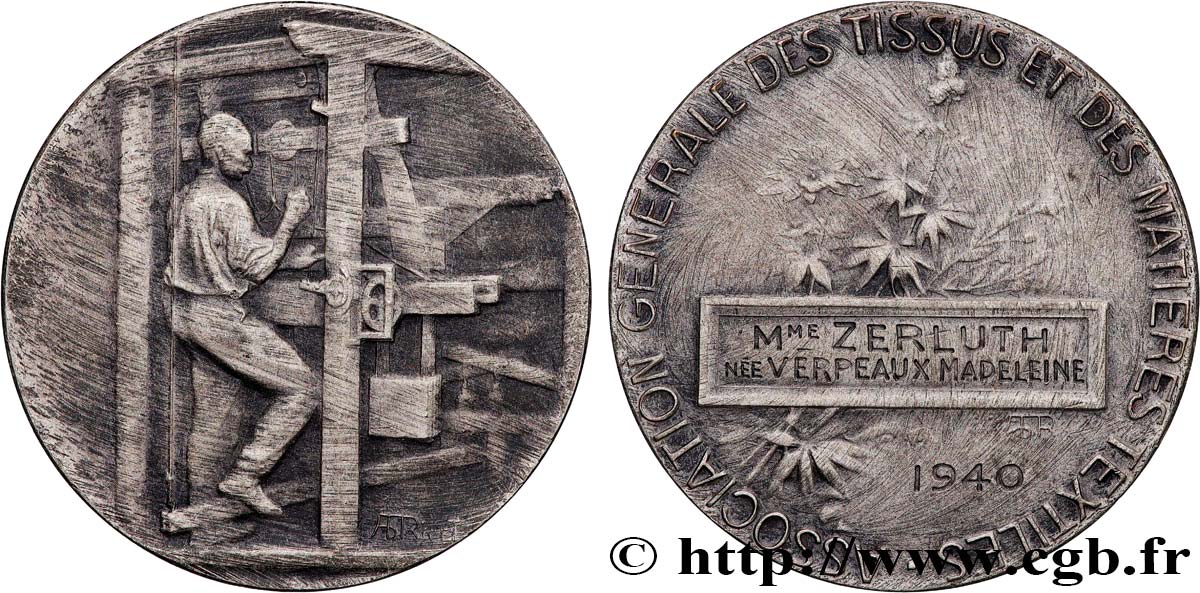 FRENCH STATE Médaille, Association générale des tissus et des matières textiles XF