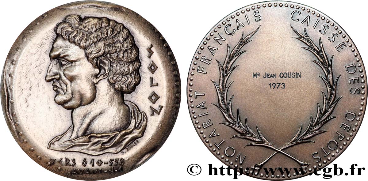 NOTAIRES DU XIXe SIECLE Médaille, Solon, Notariat français VZ