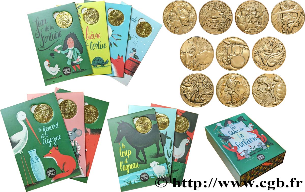 LITERATURE : WRITERS - POETS Coffret de 10 médailles, Les fables de la Fontaine MS