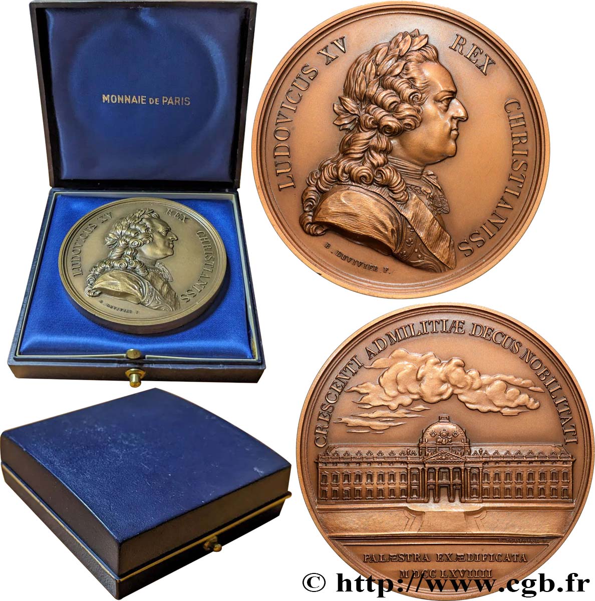 LOUIS XV THE BELOVED Médaille, Fondation de l’École supérieure de Guerre, refrappe AU